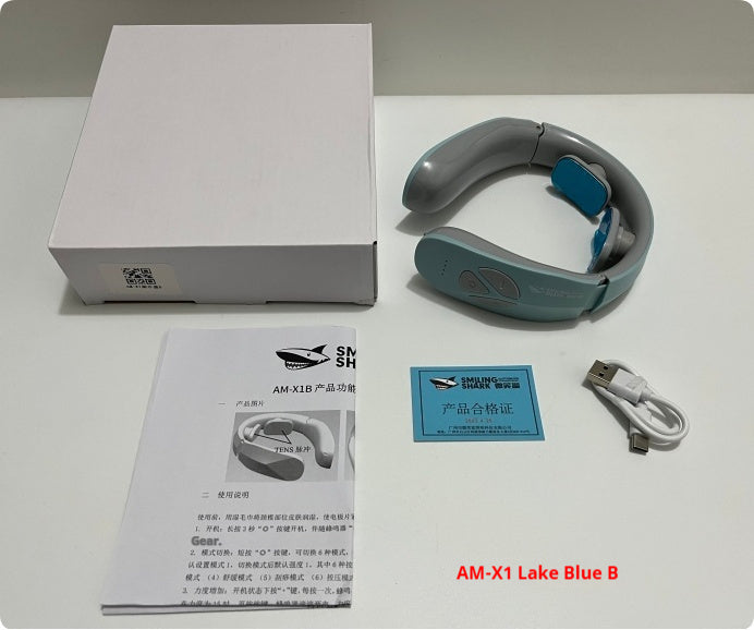 Electric Neck Massager EMS Pulse Rechargeable USB Cervical Traction Therapy Massage Stimulator Pain Relief Heating Function